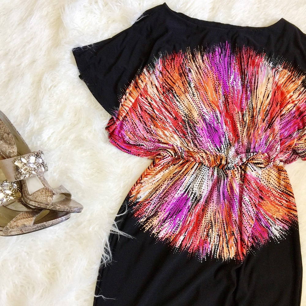 Maggie London color burst batwing blouson dress